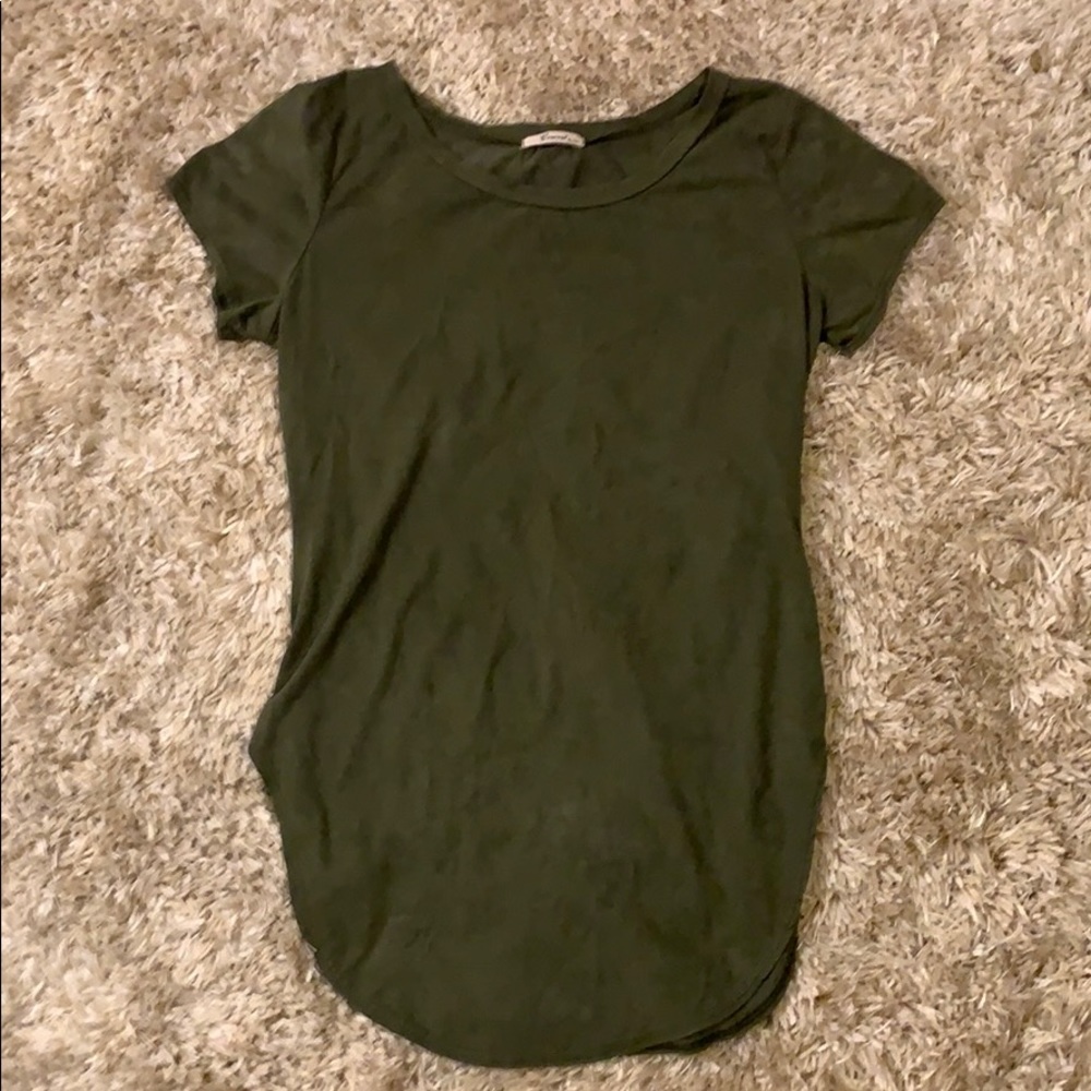 Green Suede Style Long T-shirt